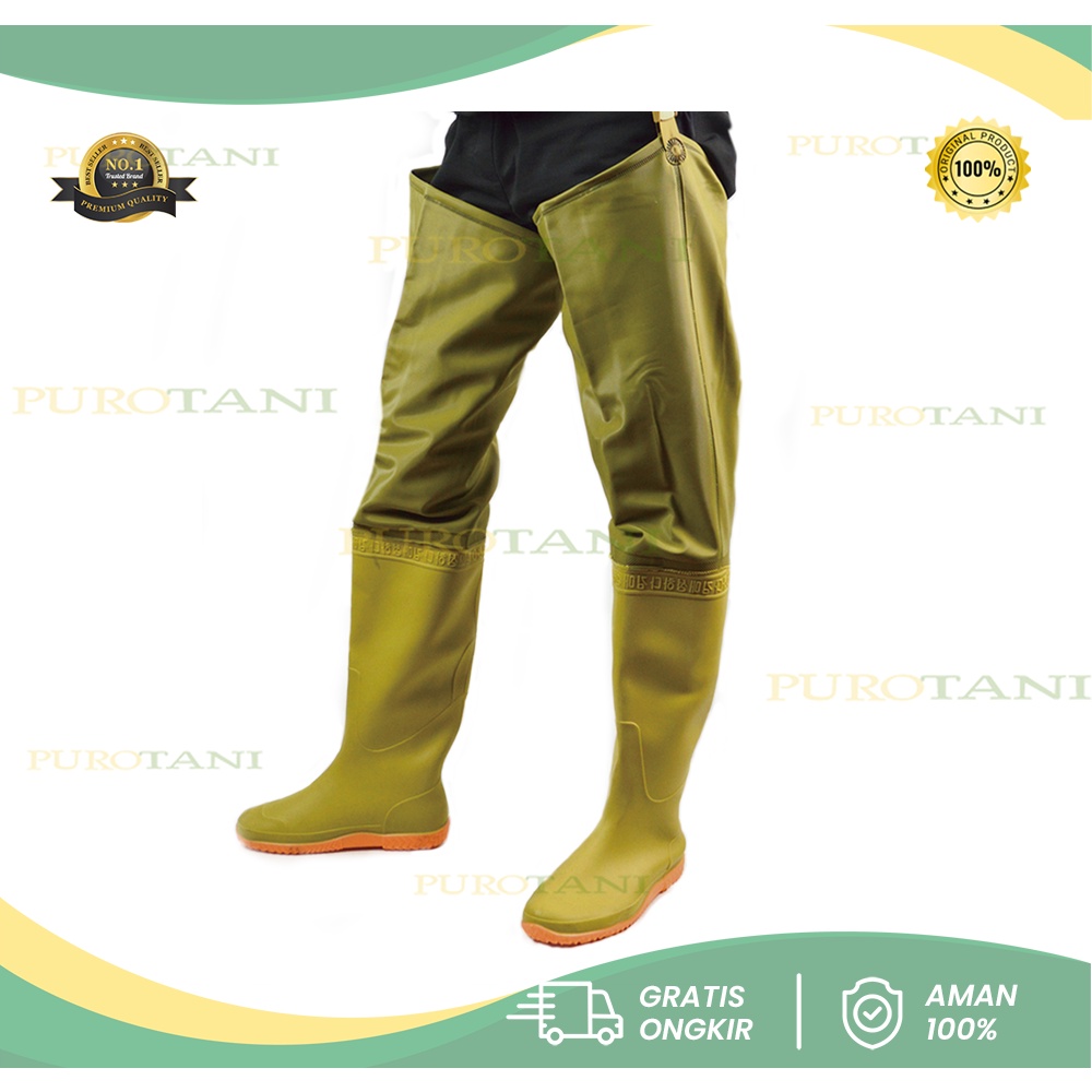 Sepatu Boots Sawah Anti Keong Premium Quality Sepatu Tani Sepatu Boot sawah Ladang Nelayan Kebun Mancing sepaha tinggi 80 cm Oranye