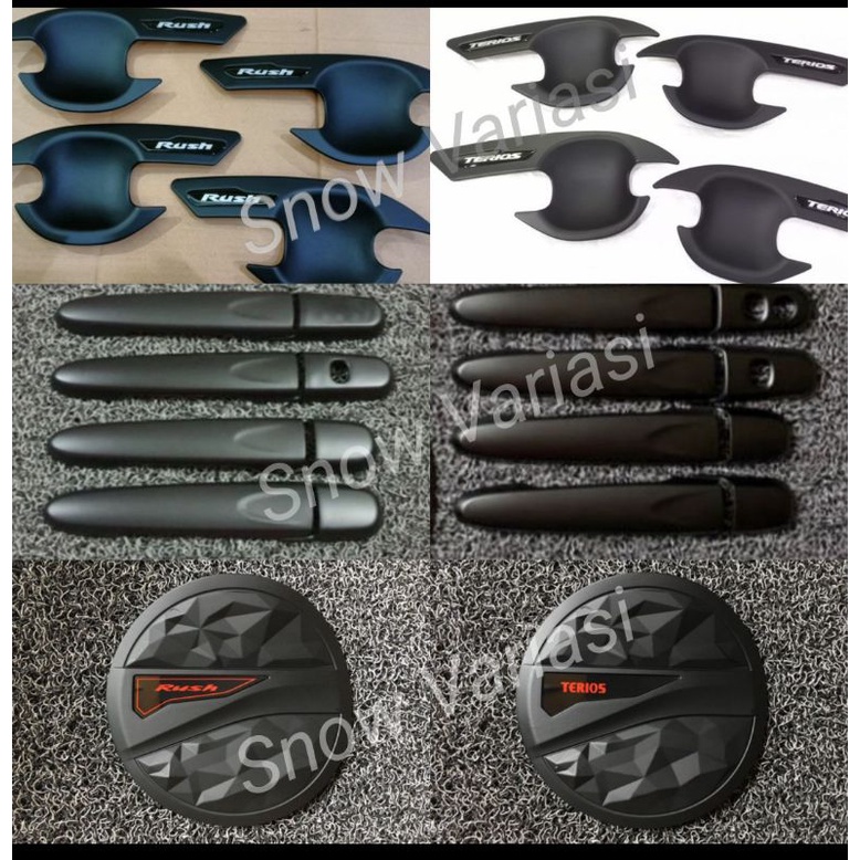 Paket Outer Handle Tank Cover Rush Terios 2018 2020 2022 2023 GR Sport Hitam Chrome