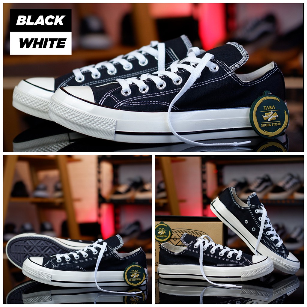 (BISA COD) SEPATU 70s LOW BLACK WHITE  PREMIUM SNEAKERS PENDEK PRIA  WANITA IMPORT