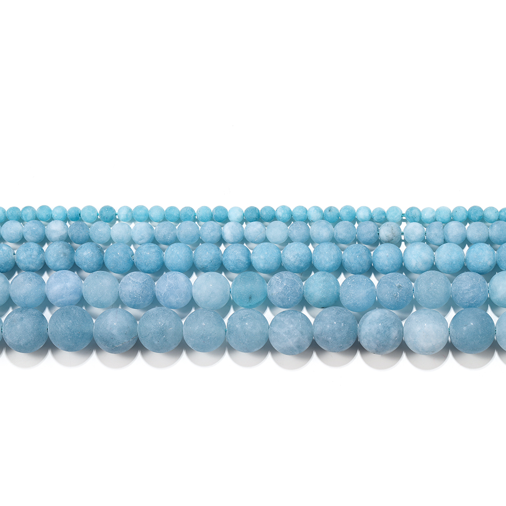 1strand/lot 4/6/8/10mm Matte Blue Chalcedony Stone Aquamarin Round Loose Spacer Beads For Bracelet Jewelry Makings Supplies