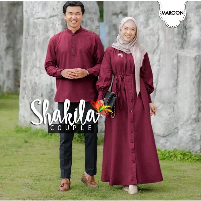 Gamis couple SHAKILA / Sarimbit Idul Fitri Keluarga /Gamis Couple lebaran 2022 / gamis couple terbar