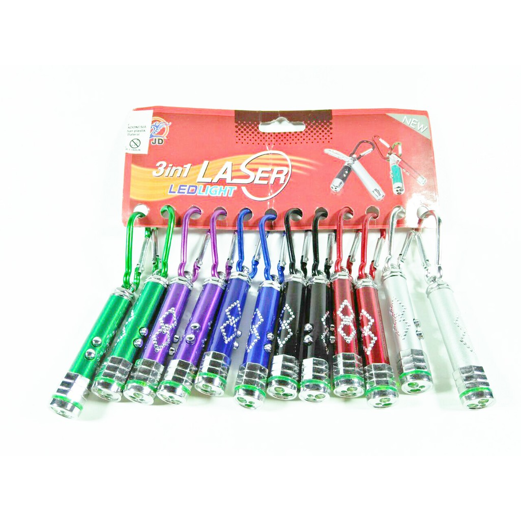 laser senter pointer 3 in 1 include baterai dan gantungan kunci