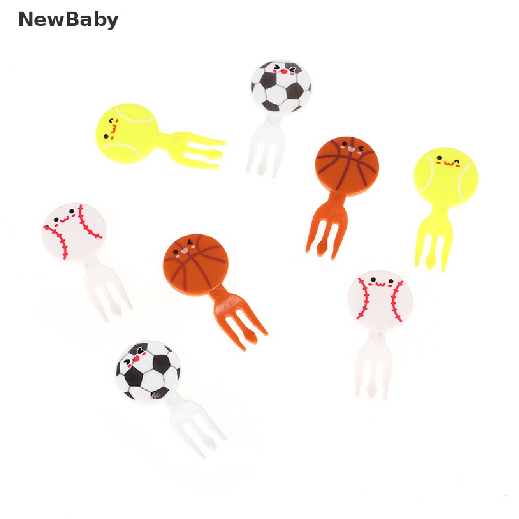 8pcs Garpu Buahkuemakanan Penutup Desain Bola Sepak Kartun Ukuran Mini Untuk Bayi