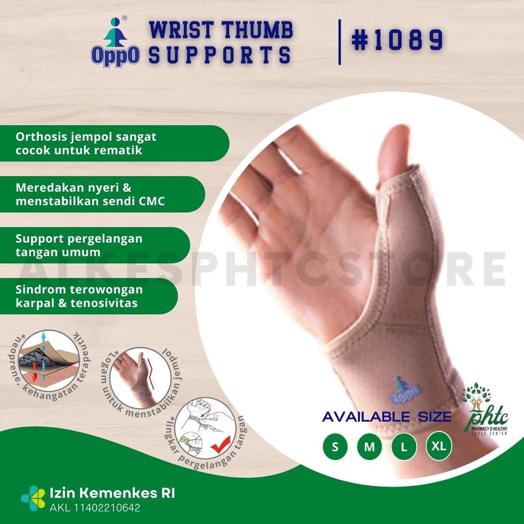 OPPO1089 Wrist Thumb Support Neoprene l Cocok Untuk Rematik l Ibu Jari Keseleo Atau Cedera