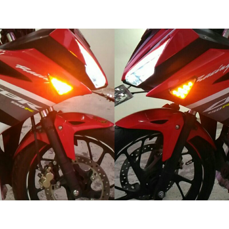 LAMPU SEN VERING NINJA R/RR/R15/ GSX /CBR/ LAMPU SEN TEMPEL LED SEGITIGA NEON SEN TEMPEL 1pasang