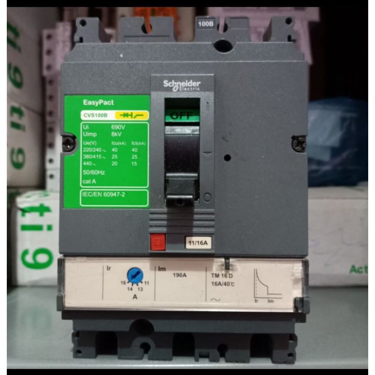 mccb CVS 100b 16amper 3 pull