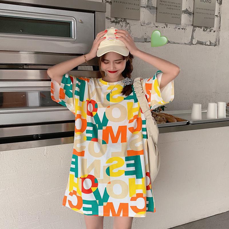 Oversize Tee Tshirt Wanita Model Longgar Motif Abjad