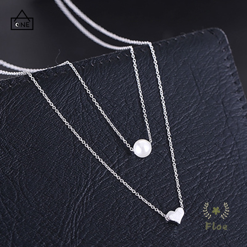 COD❤Kalung Rantai Klavikula Pendek Multilayer Aksen Mutiara Ganda Untuk Hadiah Ulang Tahun Wanita A one