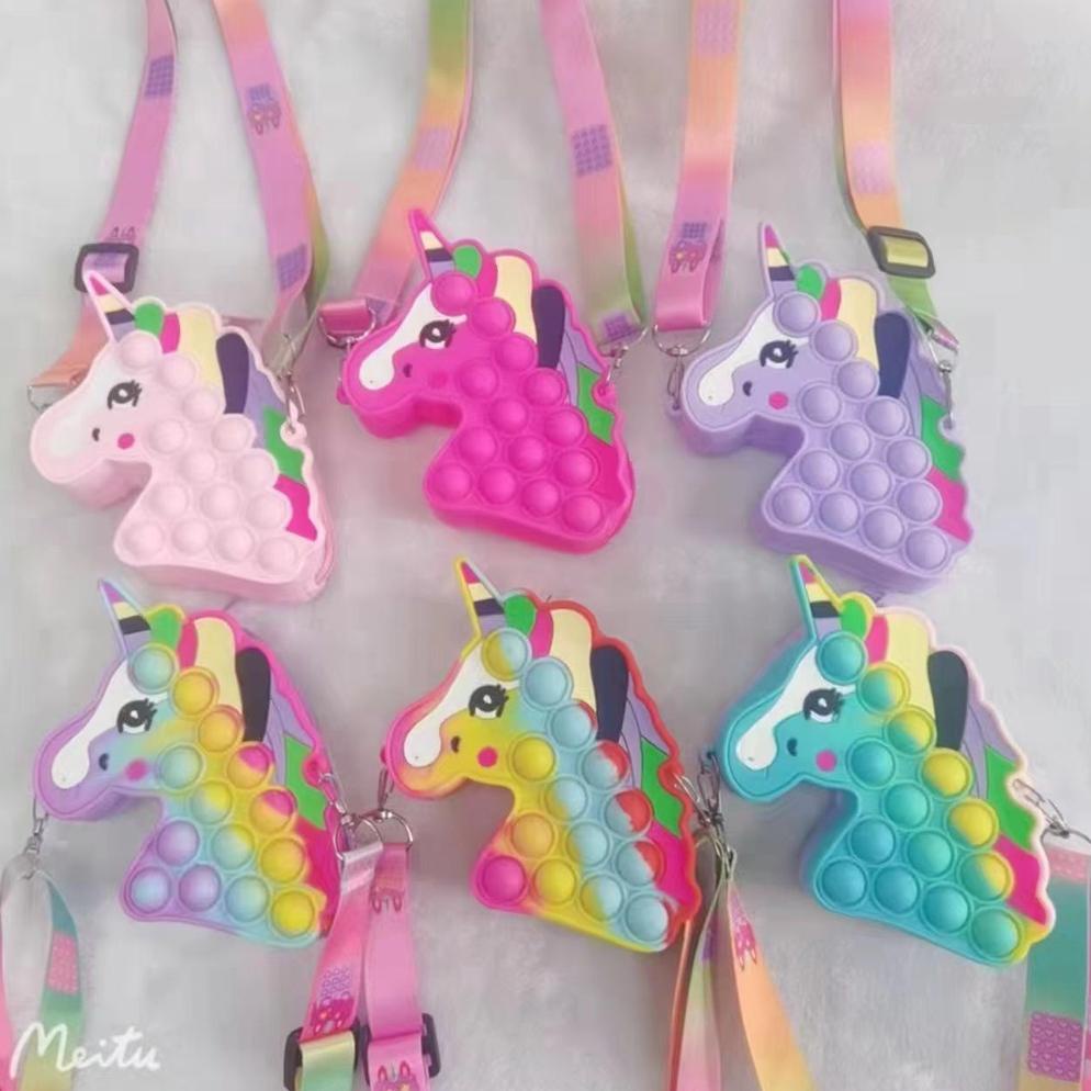 Tas Pop It Unicorn Kuda Poni Pelangi Donat Tas Pop It Bisa Di Mainkan Tas Selempang Import