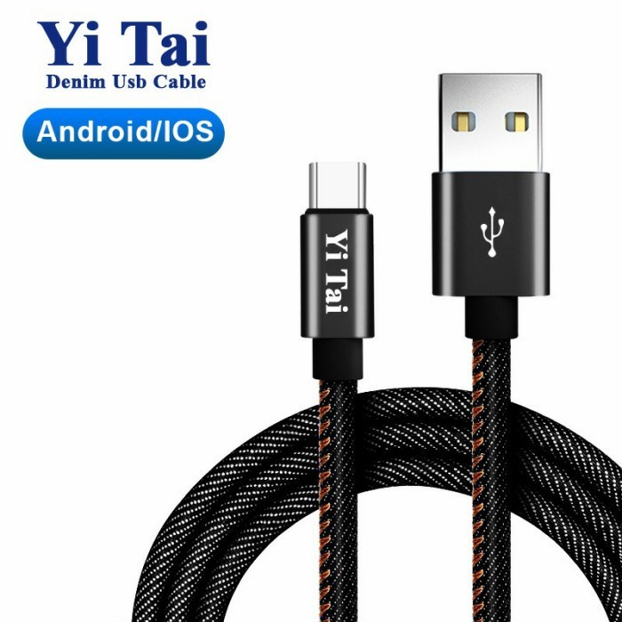 KABEL DATA DENIM YI TAI 25CM PREMIUM FAST CHARGE MICRO USB TYPE C