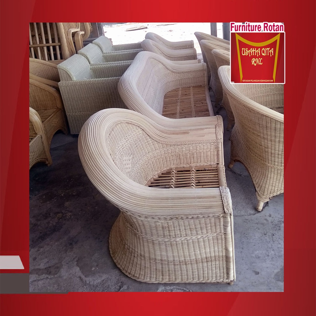 Kursi tamu model gajah rotan alami / Kursi sofa anyaman rotan asli ruangan tamu / natural rattan gue