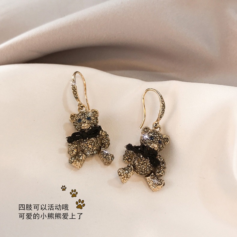 Anting Tusuk Berlian Model Beruang Lucu Untuk Wanita