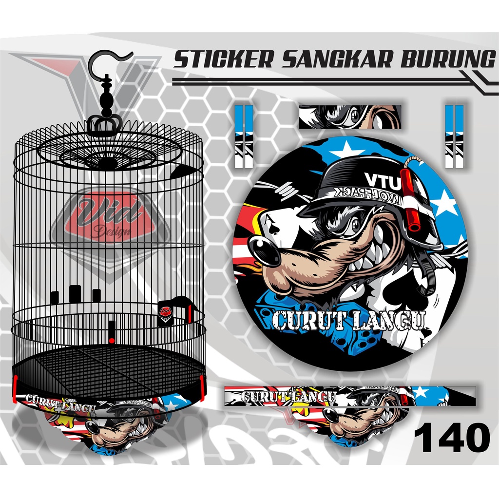 STIKER DEKAL SANGKAR MURAI TEBOK KANDANG BULAT NO 1 2 3 4