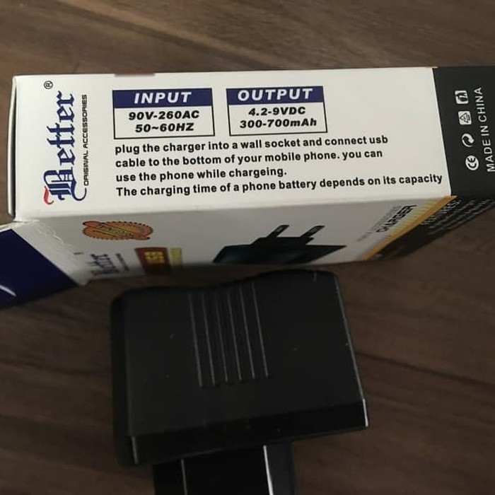 Kepala Charger Hitam Berkualitas Pakai Lampu USB merk Better Grosir