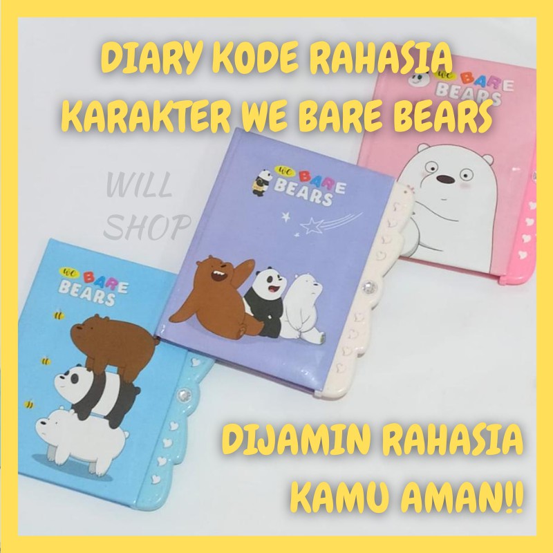 

BUKU HARIAN / JURNAL / NOTEBOOK DIARY DENGAN PASSWORD KODE KARAKTER WE BARE BEARS WBB LUCU READY COD