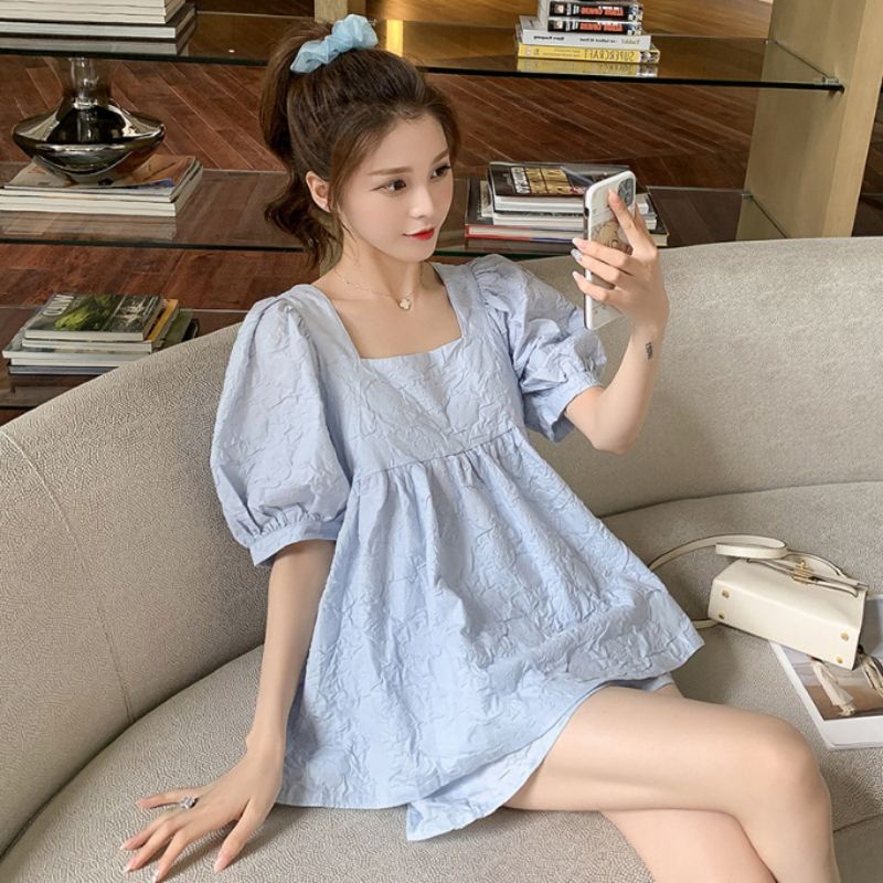 Baju korea lengan puff baju hamil menyusui