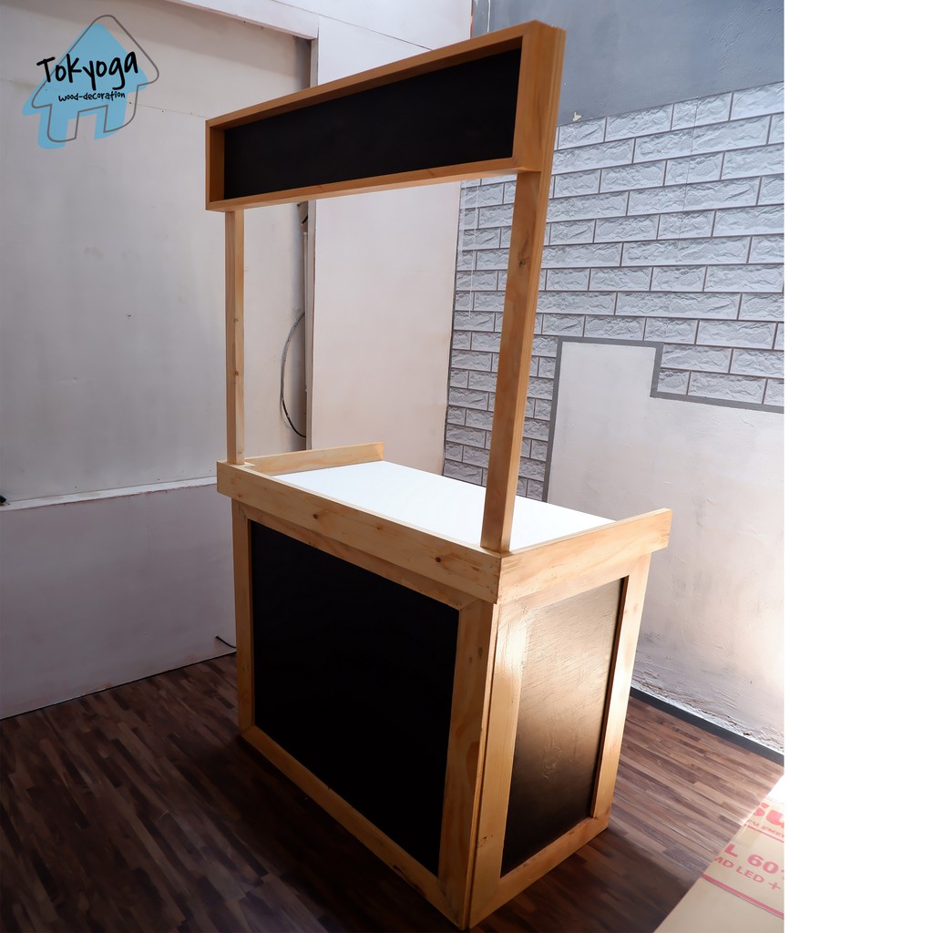 booth jualan minimalis/stand jati belanda mini portable TERLARIS