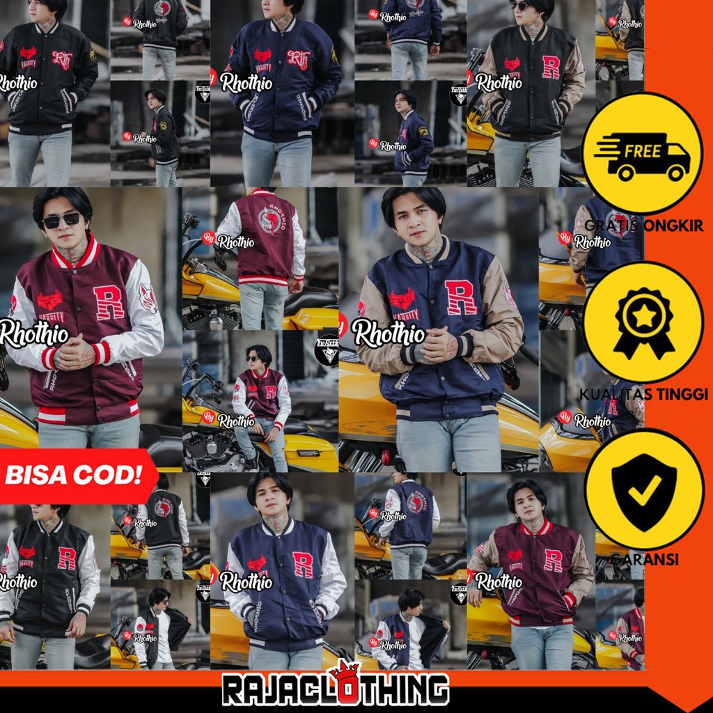 RCL - JAKET VARSITY FULL BORDIR RHOTHIO PARASUT SUPER TASLAN QUALITY PREMIUM PRIA M.L.XL