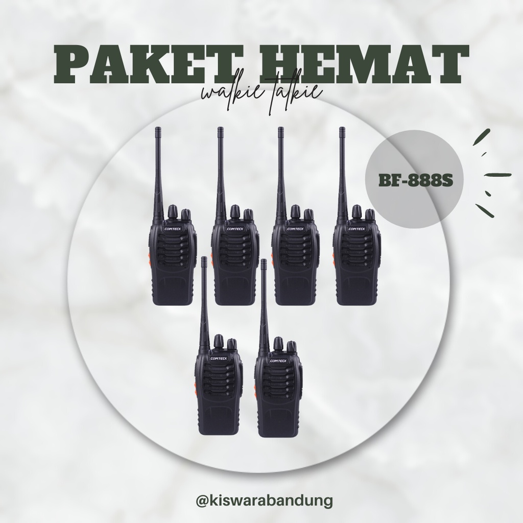 Paket 6 Unit Radio HT Handy Talkie Walkie Talkie BF-888S kiswarabandung