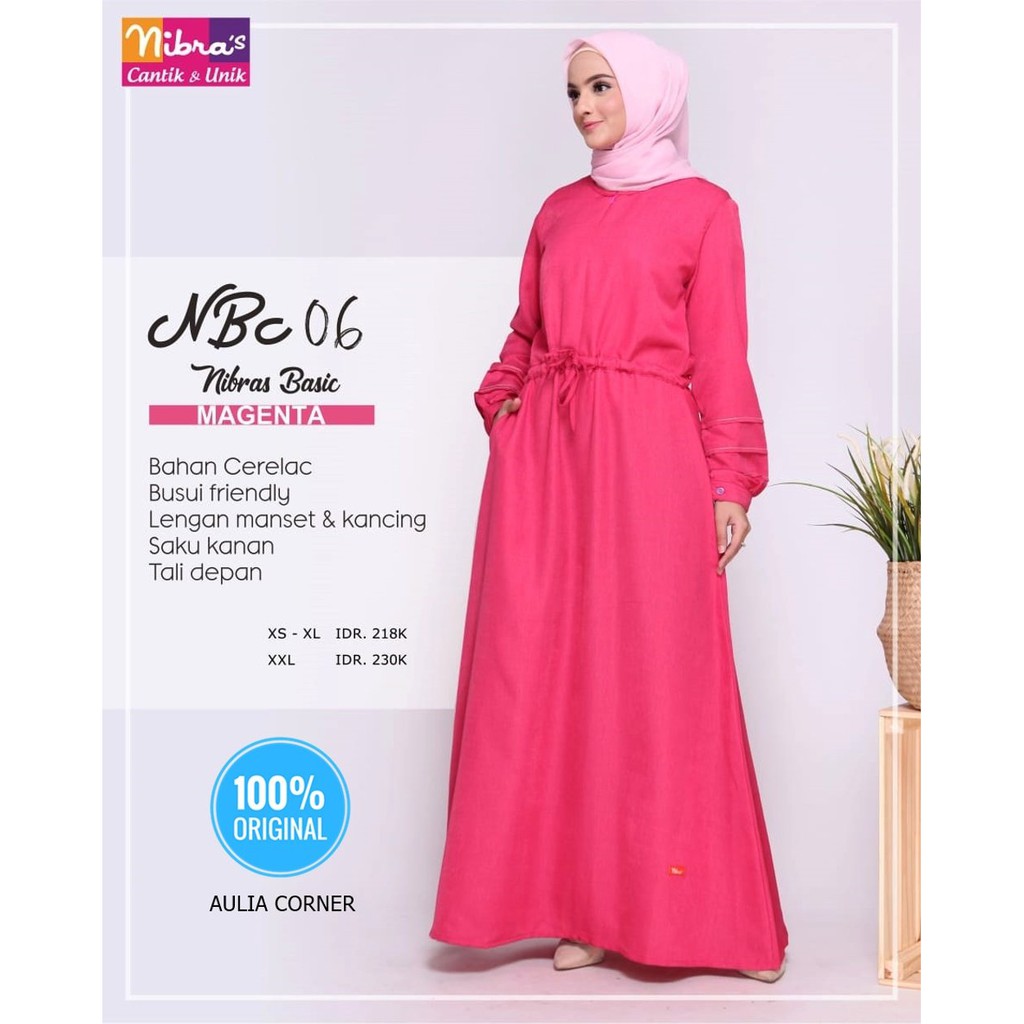 Baju Gamis Atasan Wanita Gamis Nibras NBC 06 Magenta ORIGINAL Model Kekinian
