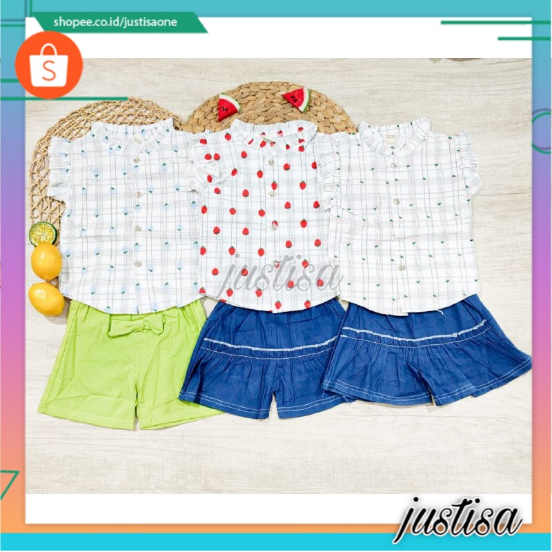 Promo !! Pakaian Anak Perempuan Import /  setelan many berries random ukuran 7bln-2thn / Baju Anak Import