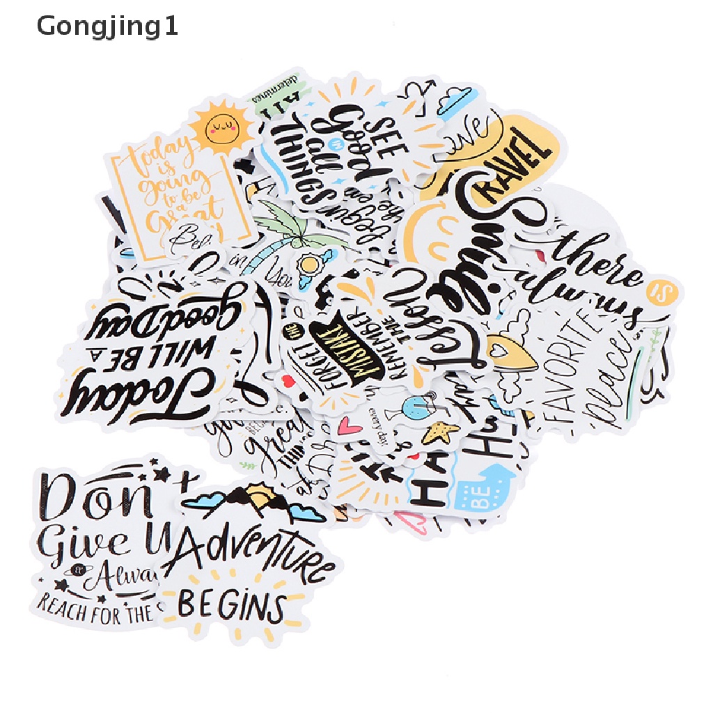 Gongjing1 50pcs Stiker Motivasi Anti Air Untuk Laptop / Skateboard