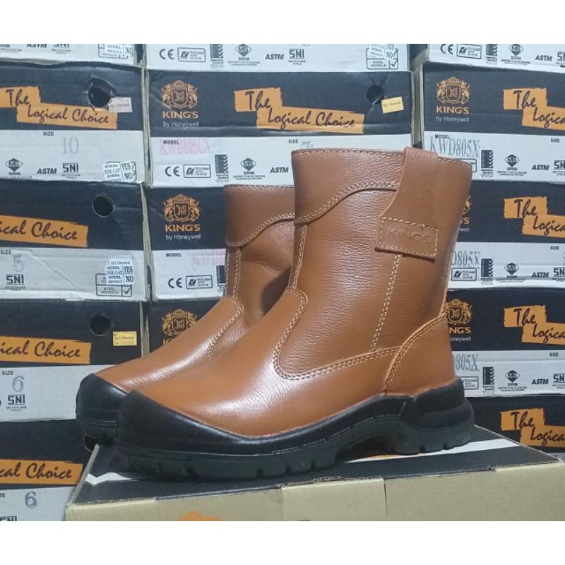 Sepatu Safety King's KWD 805 CX / Coklat, Sepatu Pengaman kerja Ori ( Steel Toecap )