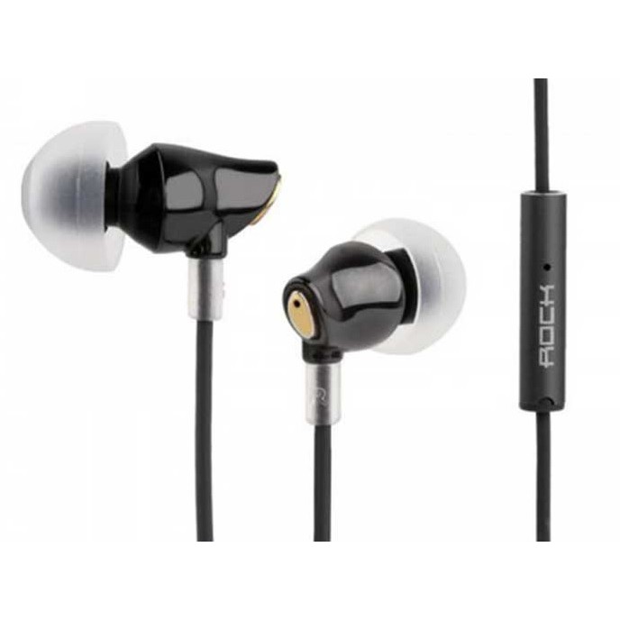 Earphone Rock Zircon Original IEM Headset Stereo Bass - Hitam Earphone