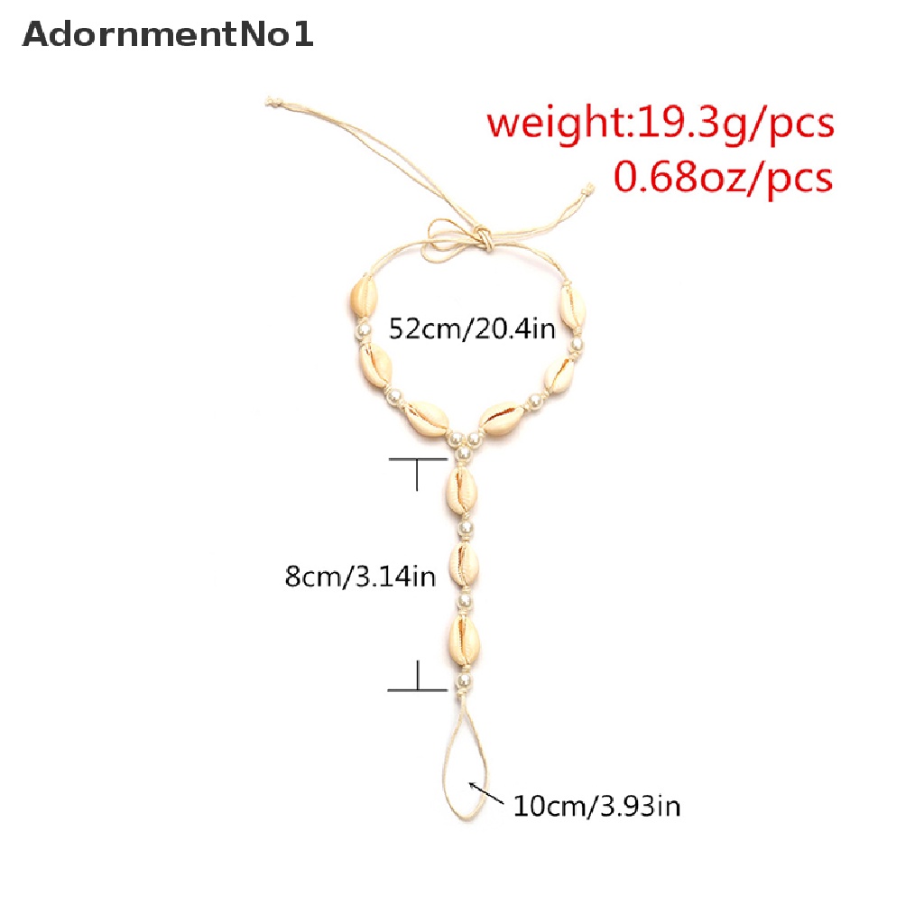 (AdornmentNo1) Gelang Kaki / Cincin Rantai Aksen Mutiara + Kerang Untuk Perhiasan Wanita / Pantai