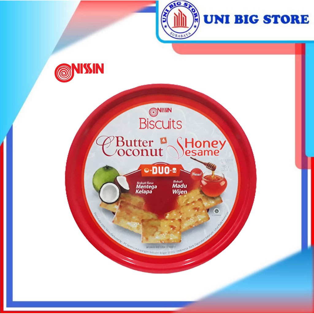 Nissin Biscuits Butter Coconut & Honey Sesame Duo 345gr Kaleng
