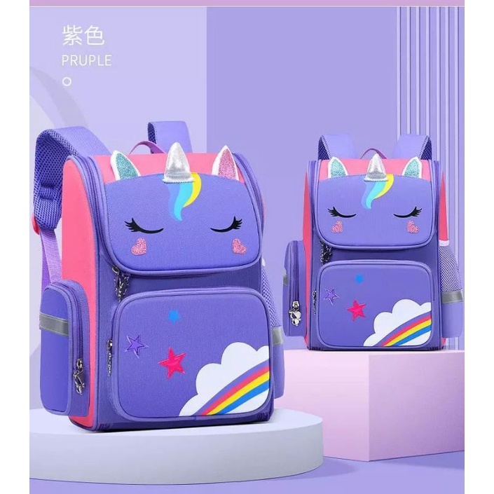 Tas Sekolah Anak-anak Unicon Kreatif 3D Kartun Ransel Sekolah Anak  Perempuan Tahan Air