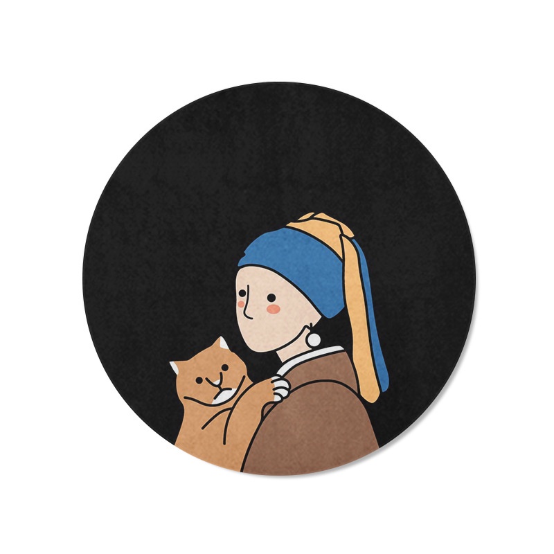 Mouse Pad Bentuk Bulat Bahan Karet Untuk Meja Komputer