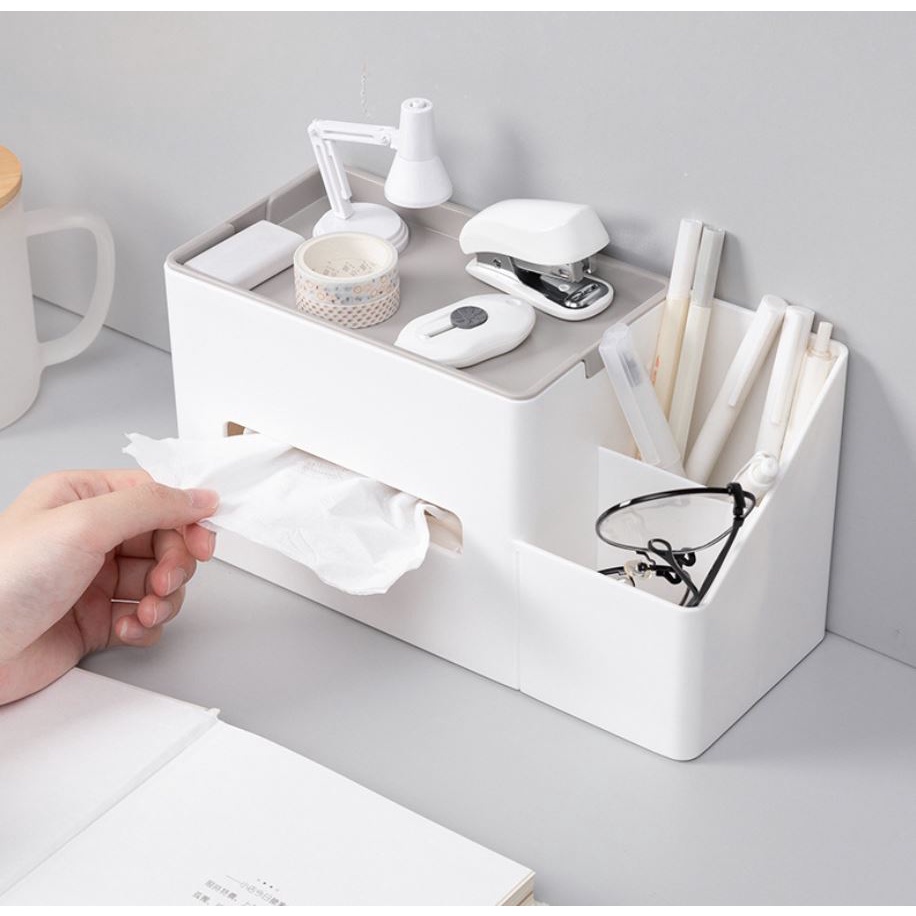 Dekstop Storage Box Organizer Kotak Tempat Makeup Tissue Perhiasan Pulpen