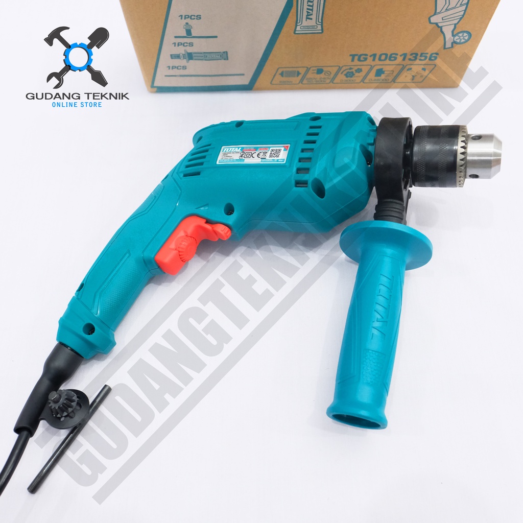 Mesin Bor Tangan 13mm TOTAL TG1061356 / Impact Drill TG 1061356 - Bor Tembok Beton Kayu TOTAL