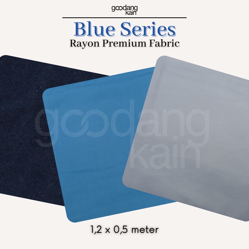 [BLUE SERIES] KAIN METERAN POLOS RAYON KATUN TWILL SANTUNG VISCOSE PREMIUM 100% KATUN COTTON BIRU DO