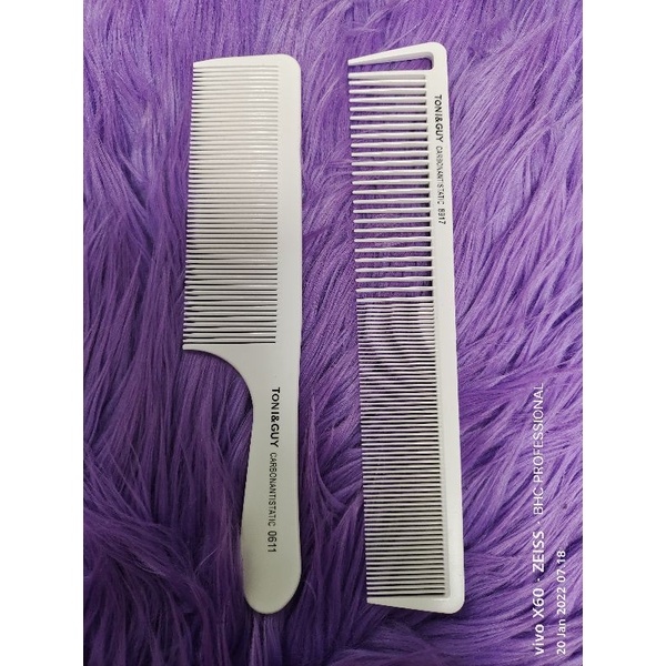 Sisir khusus alat potong rambut comb barber flat tipis hitam putih lentur cukur gunting potong shop