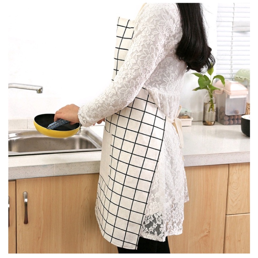 CELEMEK KAIN MURAH / CELEMEK MASAK / CELEMEK DAPUR / APRON BAHAN KAIN KARTUN MOTIF GARIS-GARIS