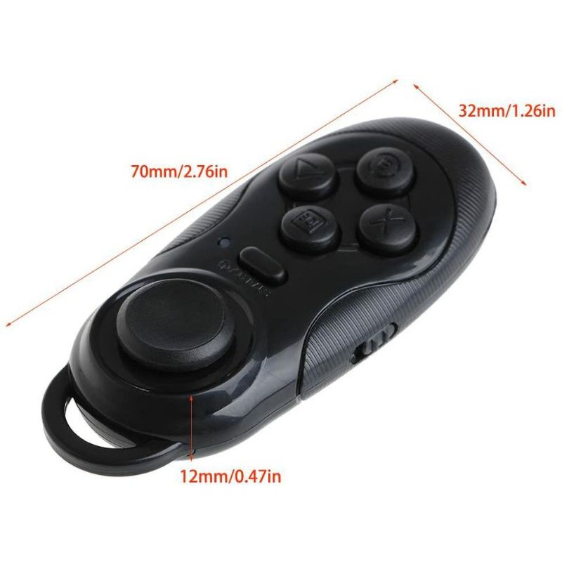 Wireless Gamepad Pengontrol Bluetooth Remote Selfie Trigger untuk iOS Android VR Black