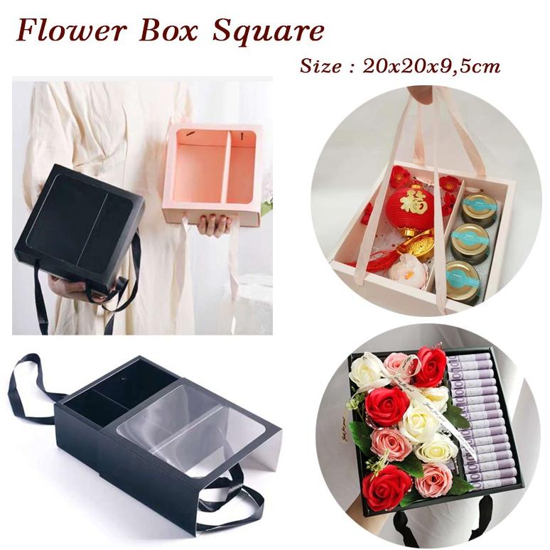 

Flower Box Square - Kotak Kado Lipat - Kotak Kerajinan Bunga Gb002