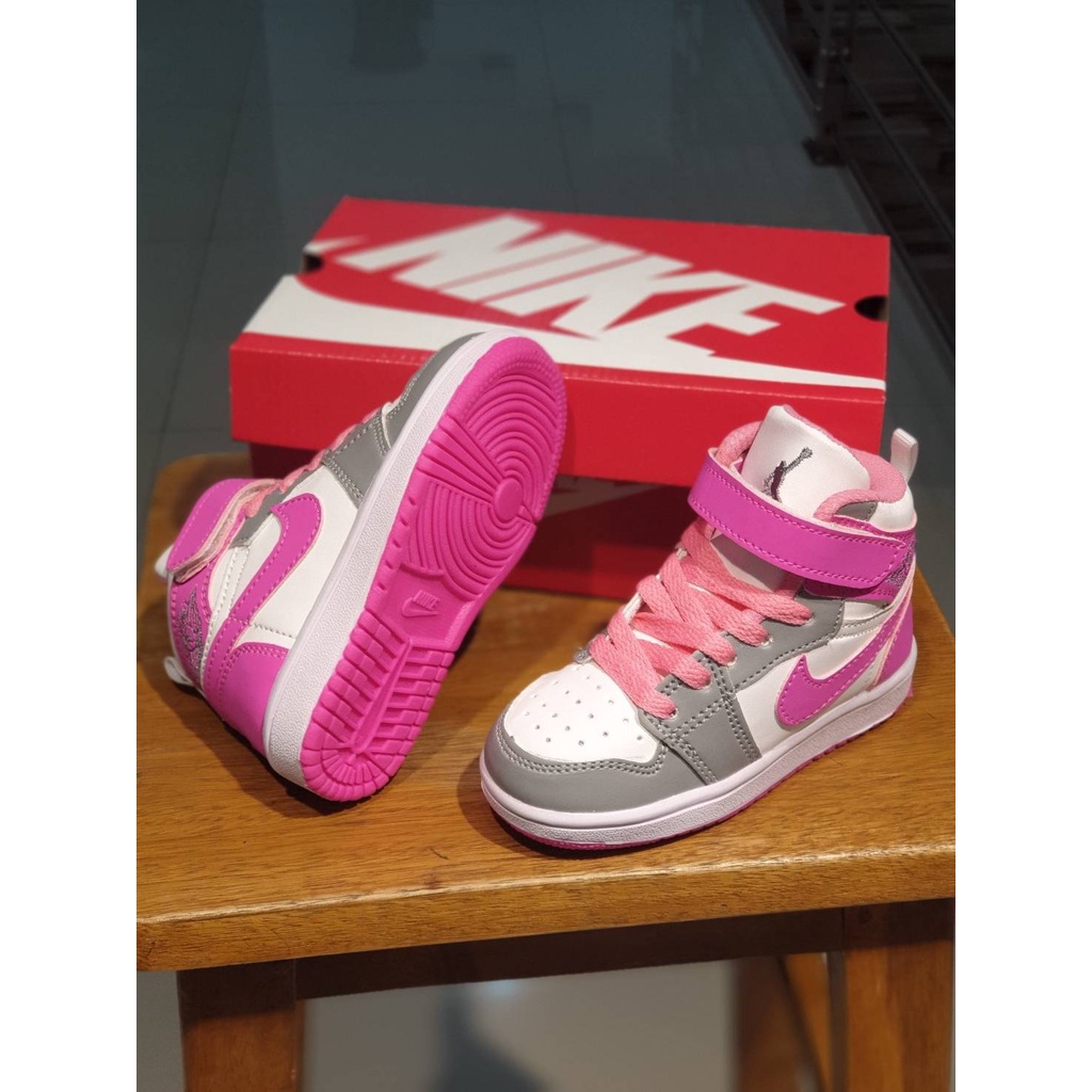 SEPATU ANAK NIKE AIR JORDAN 1 RETRO ABU PINK KIDS 26-35