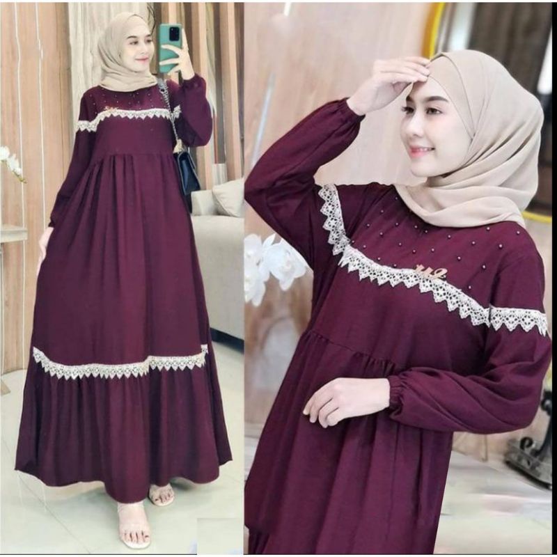 gamis wanita muslimah terbaru dan terlaris 2021 Sandrina Dress/L/XXL/KEKINIAN/GAMIS WANITA/TERLARIS/TERMURAH/TERBARU