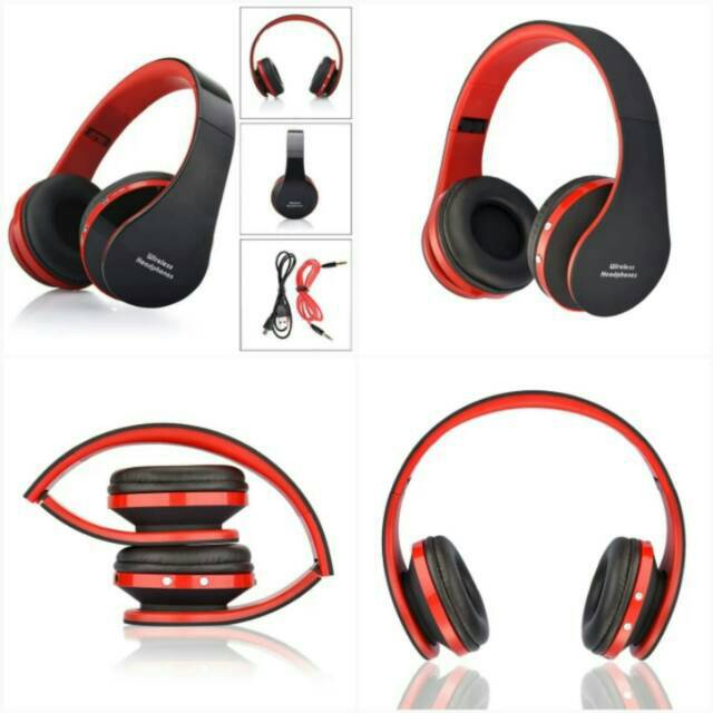 Wireless Bluetooth Stereo Headphone Microphone MP3 FM Headset untuk Handphone Tablet