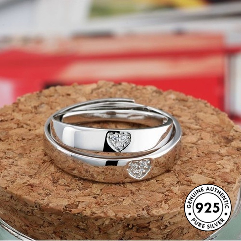 Cincin Berlian Bahan S925 Silver Untuk Pasangan