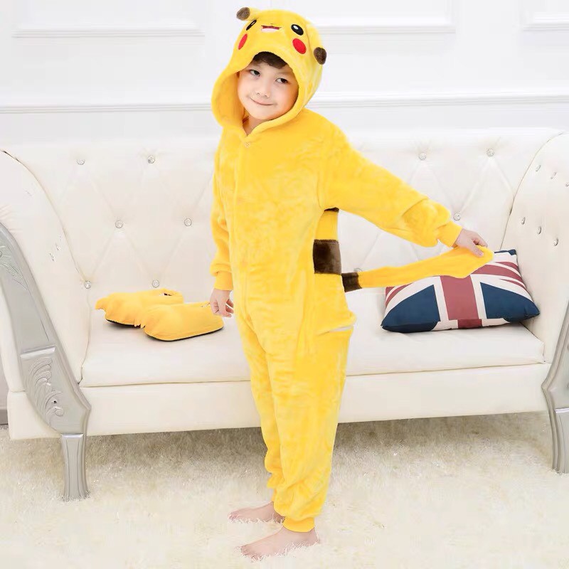 KOSTUM ONESIE POKEMON PIKACHU ANAK PIYAMA COSPLAY PESTA