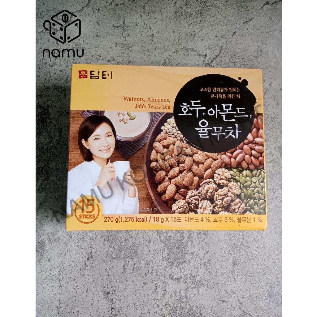 

Damtuh Walnut Almond Adlay Tea 270 gr - Minuman Serbuk Sereal Korea BOX