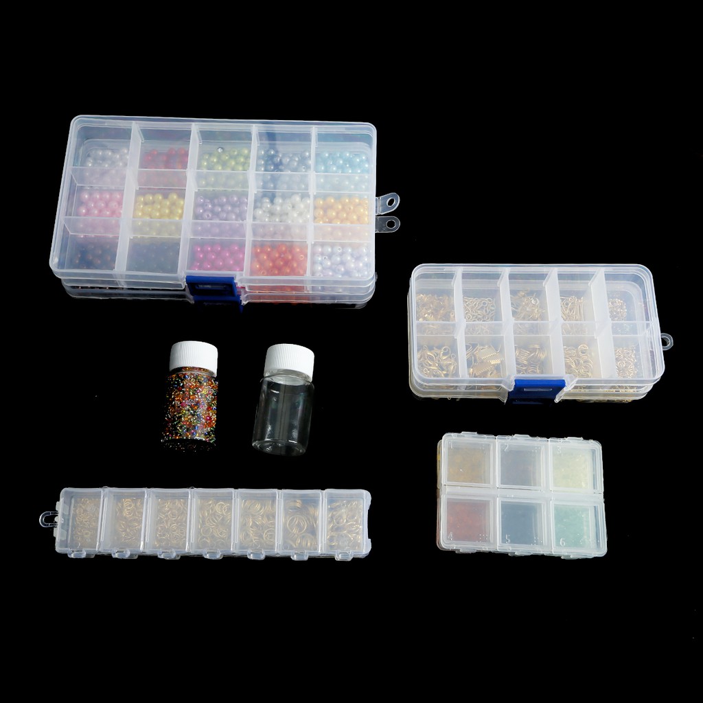 Adjustable Transparent Plastic Storage Box for Small Component Jewelry Tool Box Bead Pills Organizer Nail Art Tip Case