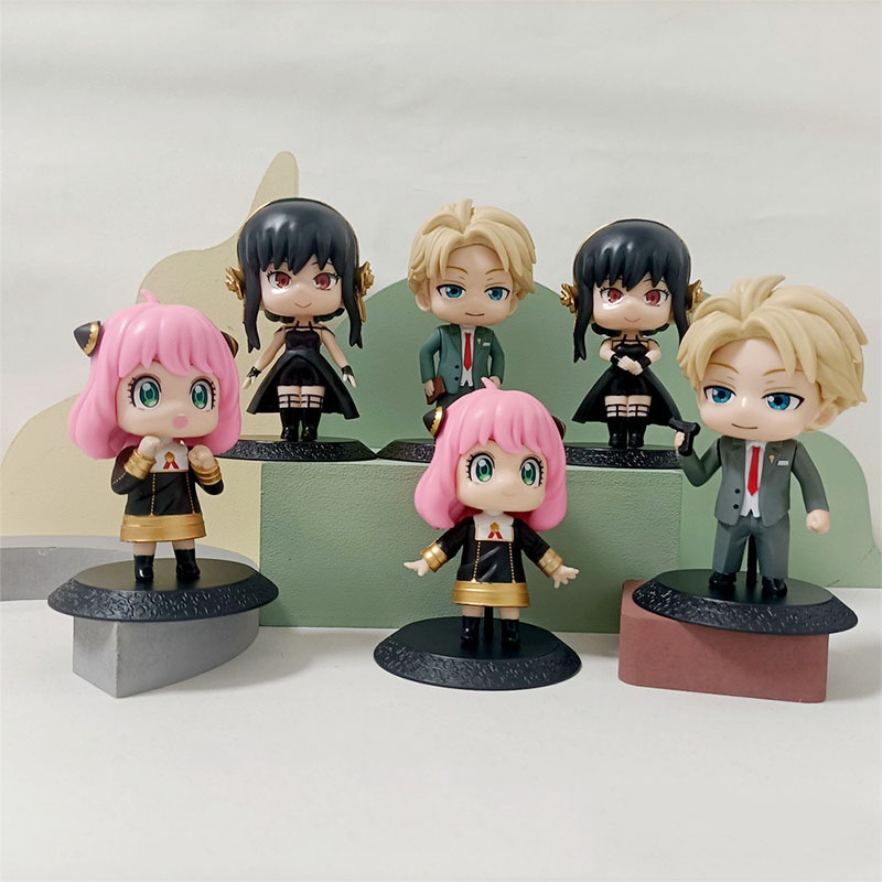 6pcs / set Mainan Action Figure Model Anime Anya Spy X Family Loid Yor Forger Chibi Anua Bahan PVC Untuk Hadiah Anak