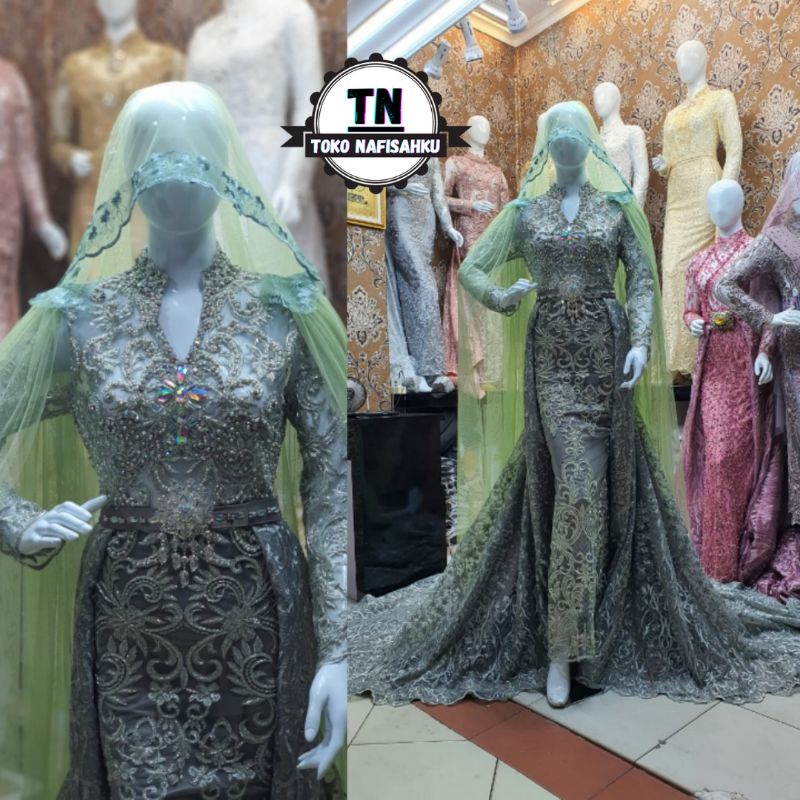 gaun pengantin slim Payet | dress pengantin murah | kebaya pengantin | baju pengantin modern