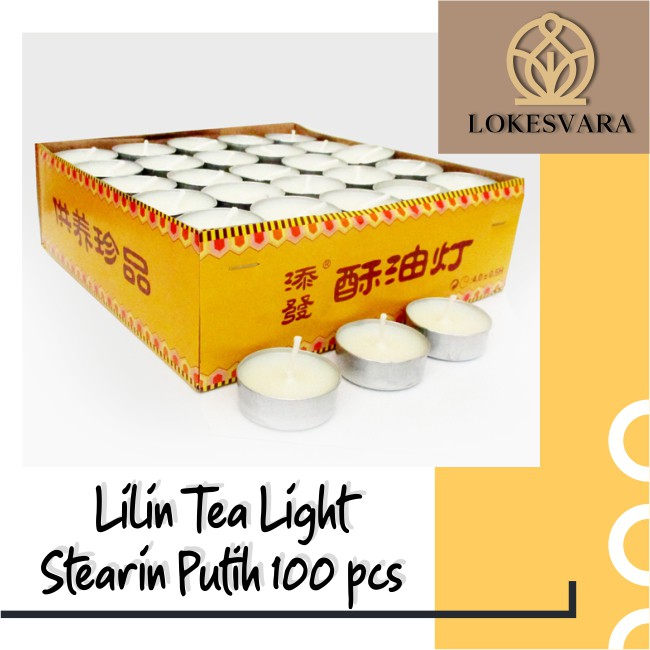 Lilin Sembahyang Tea Light/Tealight Aromaterapi Stearin Putih 100pcs