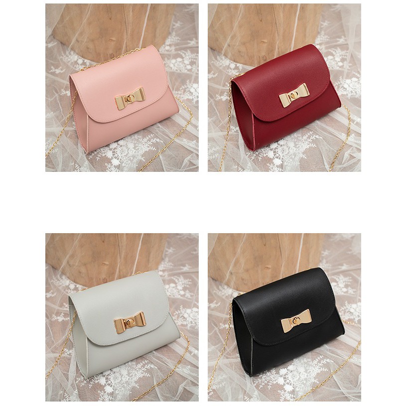 Tas Selempang Wanita Tas Wanita Tas Import Sling Bag Wanita Kulit PU Pita Tali Rantai Azgalery T115